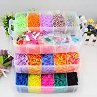 Towinle Gomitas para Hacer Pulseras- 15000 Cintas en Caja de Almacenamiento con 3 Capas con Marcos y Ganchos Rainbow…